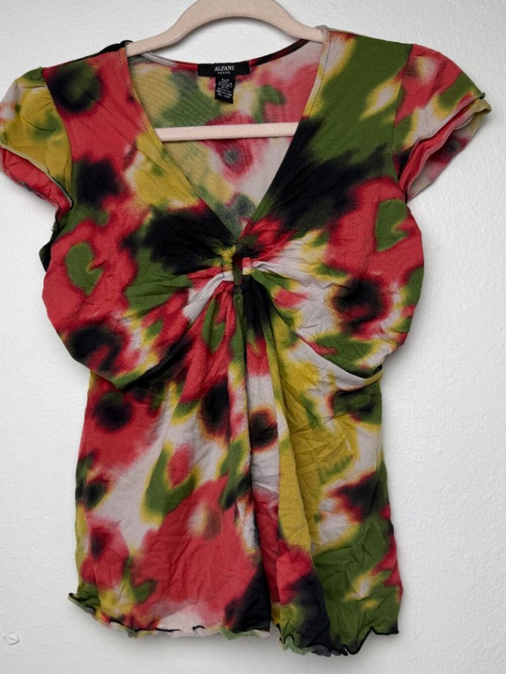 Vintage Y2K Alfani Petite Tie-Dye Cap Sleeve Top Size PS